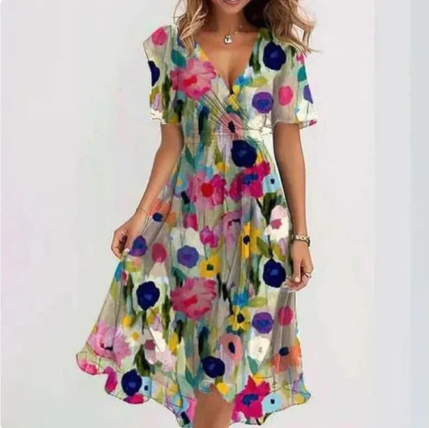 Anne - Women's Dress with V-Neck
