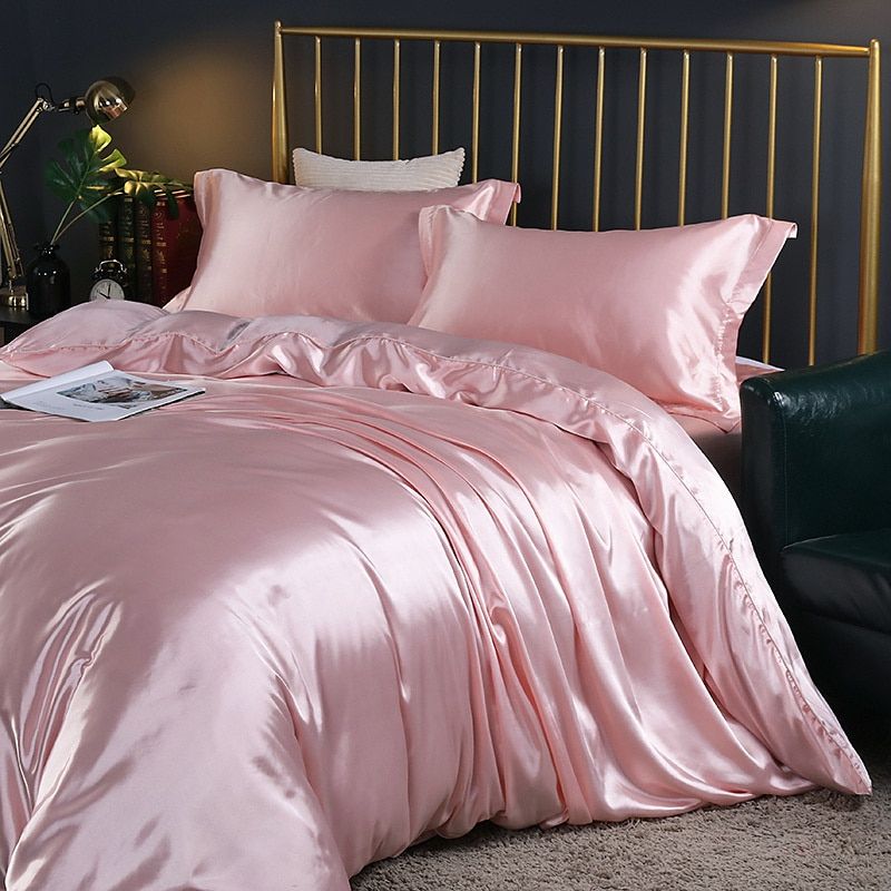 4 piece - Luxury Set Silk/Satin Bed Linens - 2x Pillowcases-Sheets