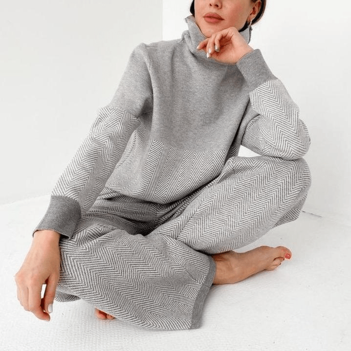 Cate Turtleneck Sweater with Wide Leg Pants Two-Piece Set