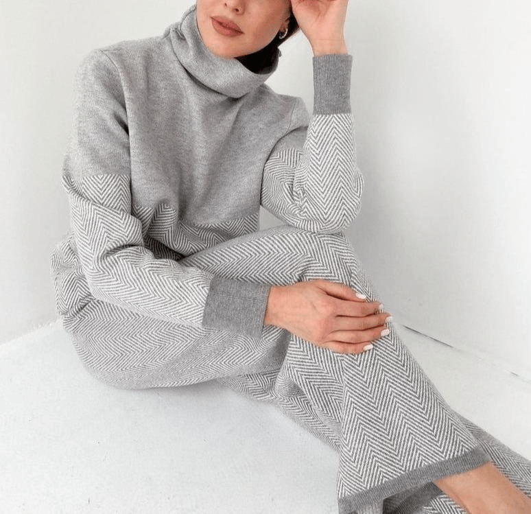 Cate Turtleneck Sweater with Wide Leg Pants Two-Piece Set