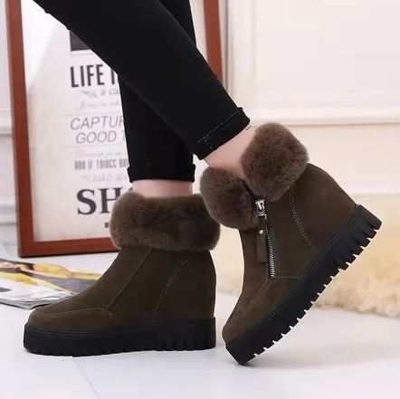 Nora - Slip-resistant fur boots with zipper