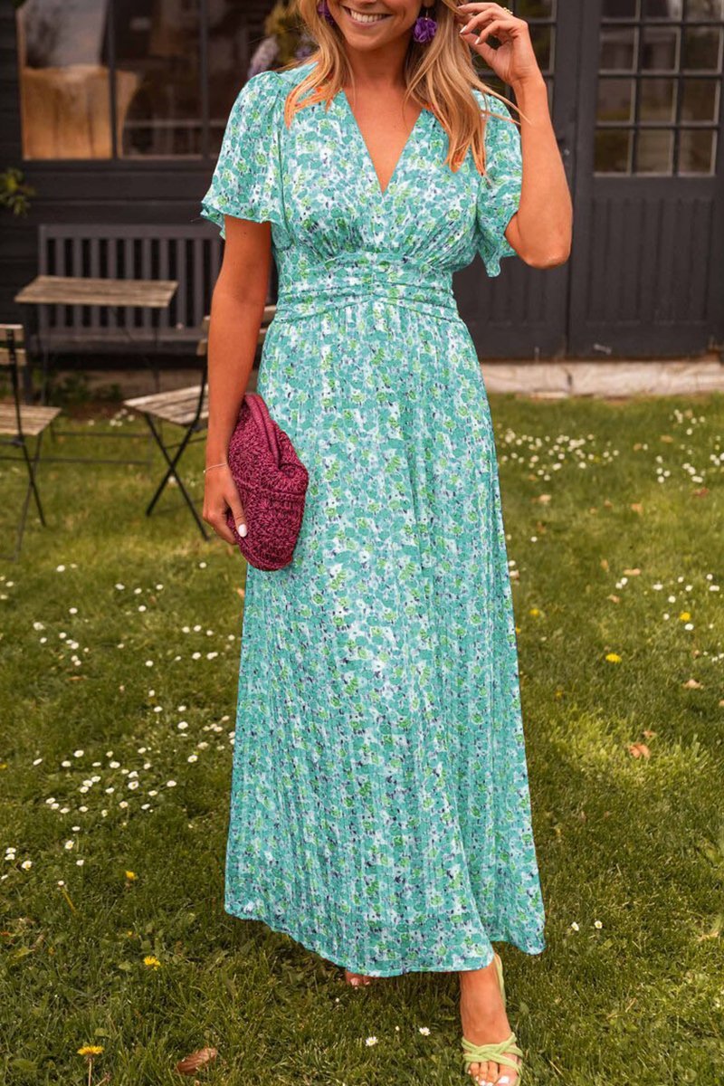 Audrey - Flower Dress with V-Neck