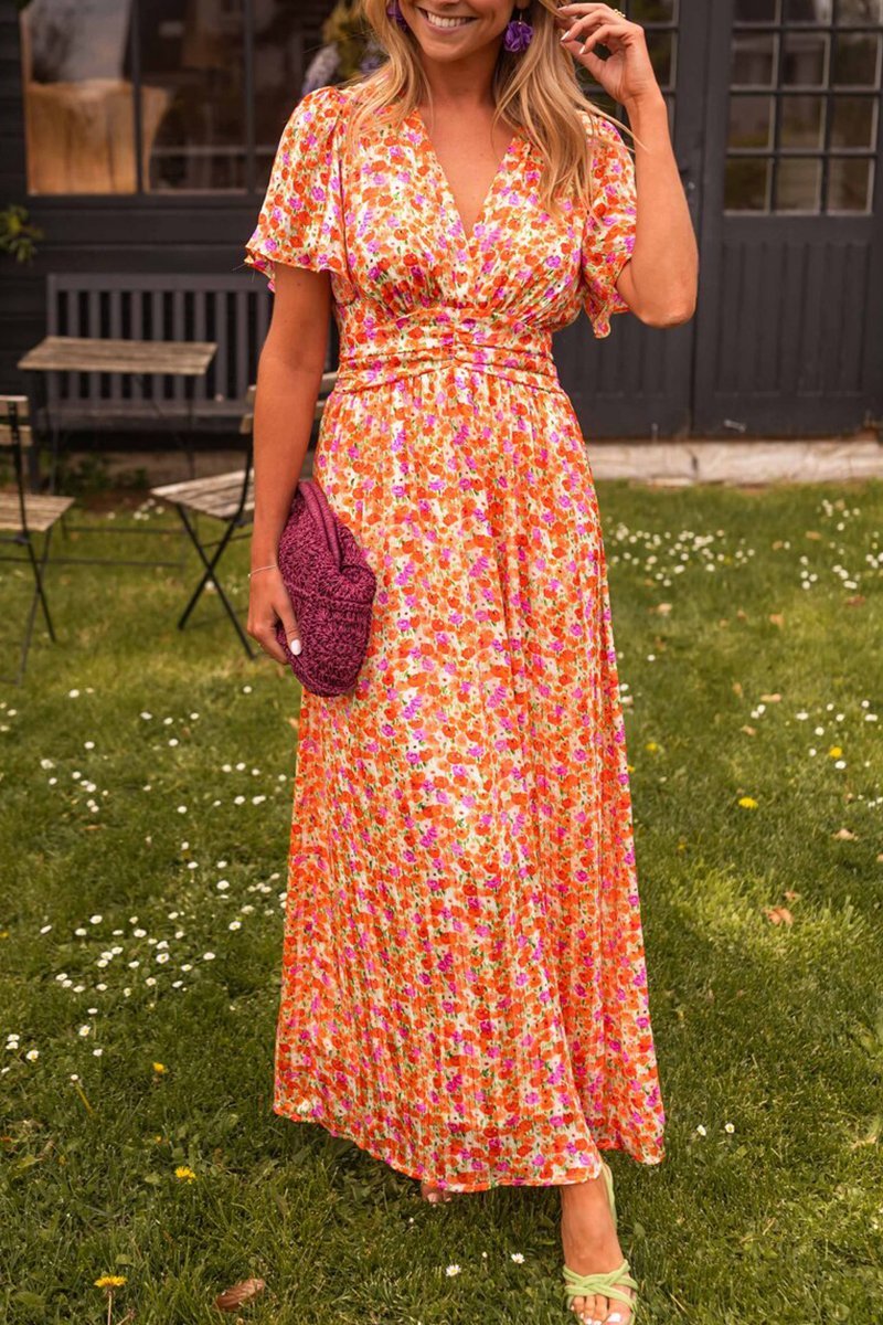 Audrey - Flower Dress with V-Neck