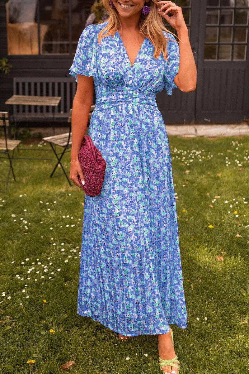 Audrey - Flower Dress with V-Neck