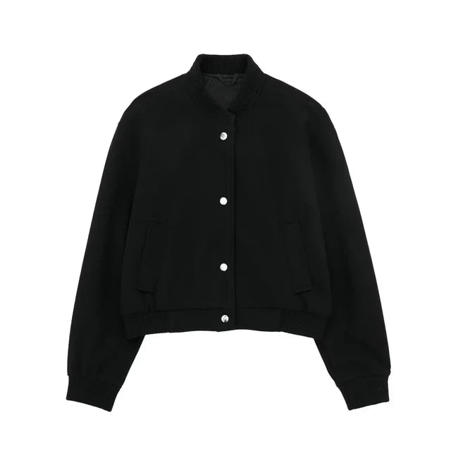 Lovise - Cropped bomber jacket with buttons