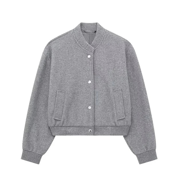 Lovise - Cropped bomber jacket with buttons