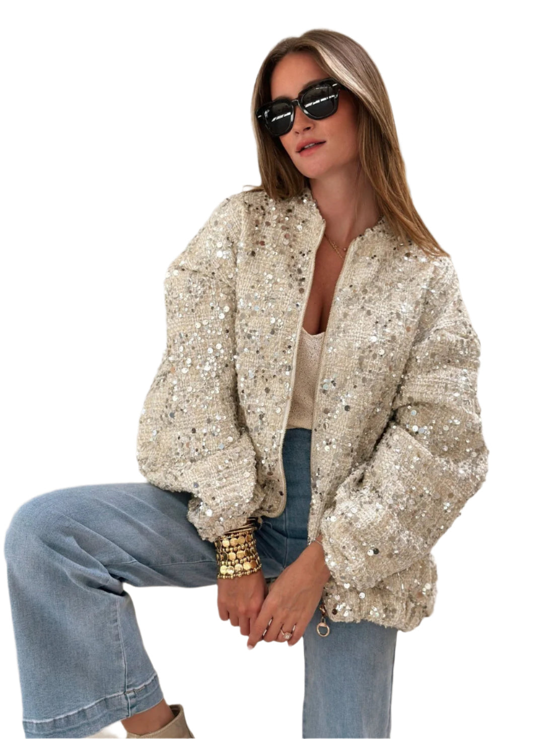 Victoria - Sparkling oversized sequin jacket