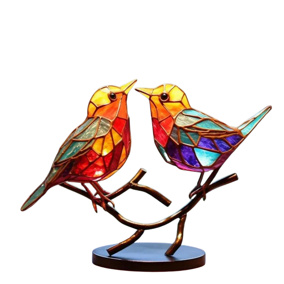 ElegantAviary | Colorful birds on branch desk ornaments