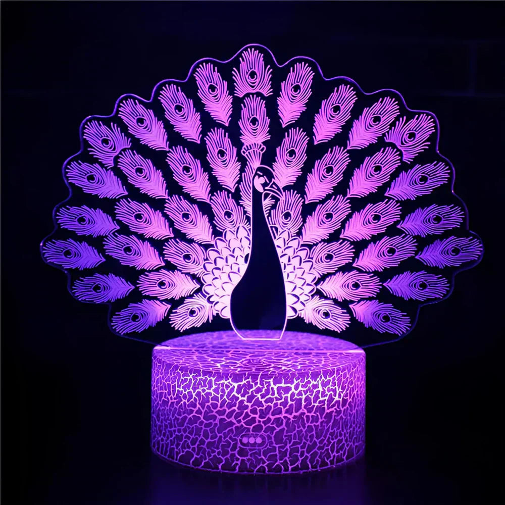 GlowPeacock - 3D LED Night Light with Textured Base