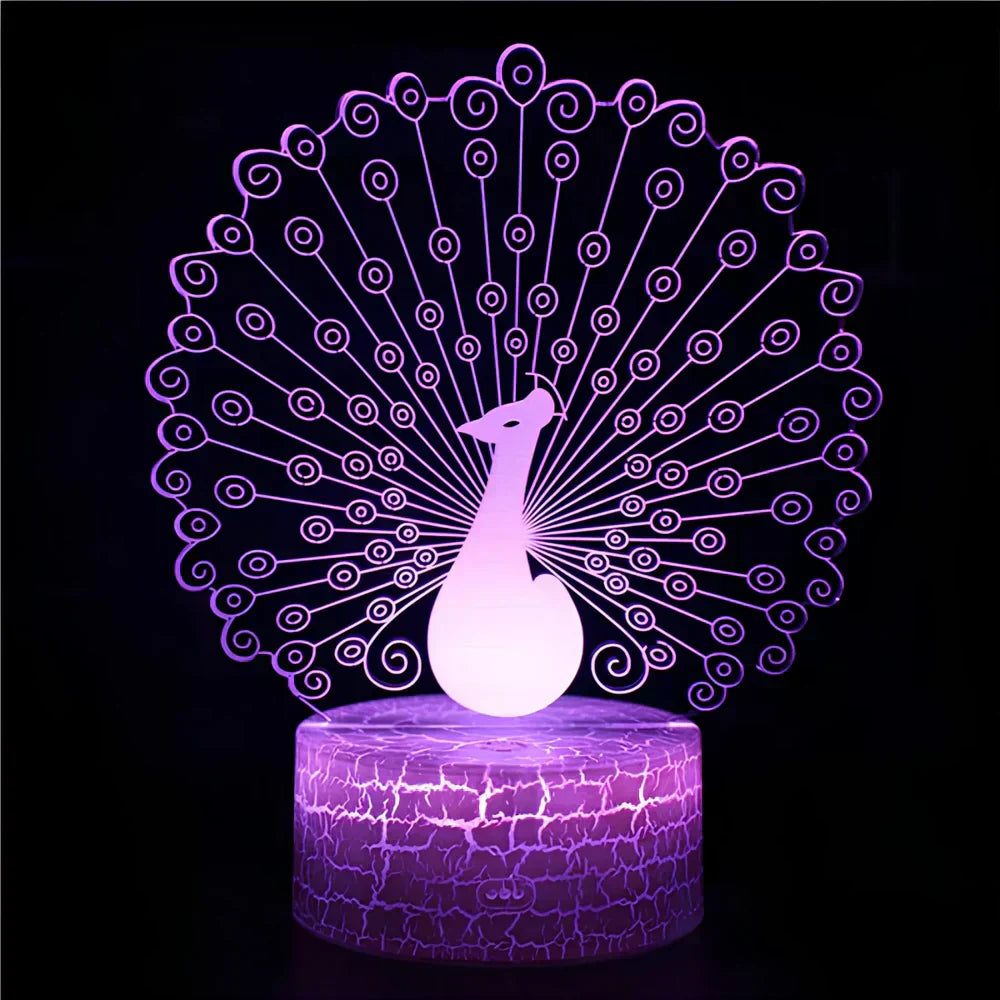 GlowPeacock - 3D LED Night Light with Textured Base