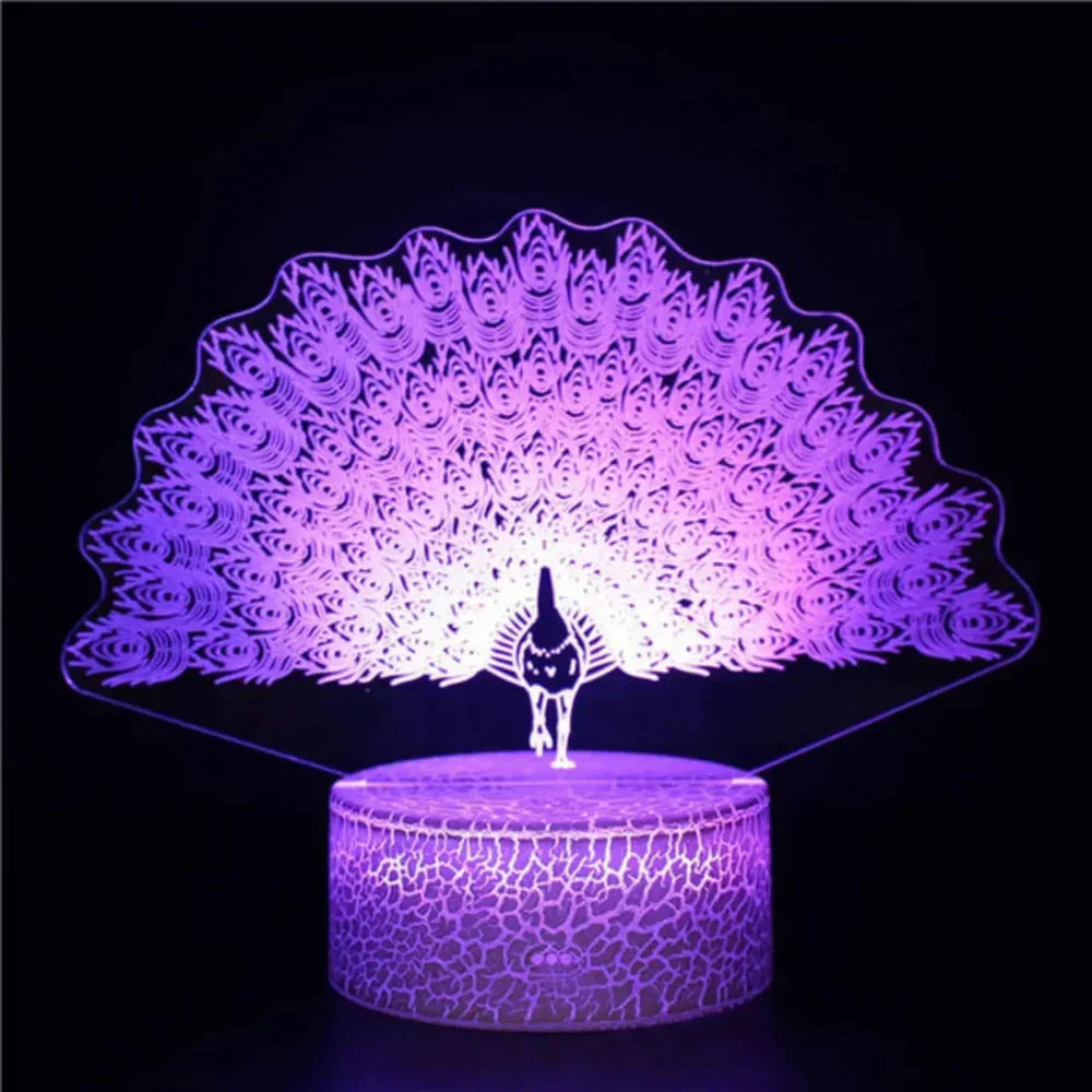 GlowPeacock - 3D LED Night Light with Textured Base