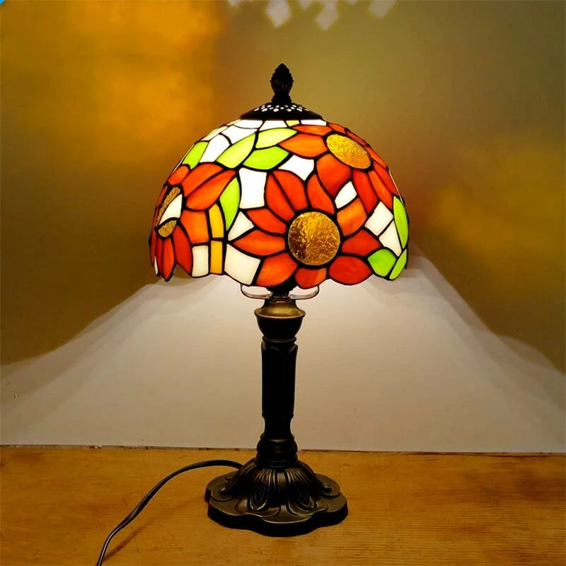 Vintage Tiffany Glass Retro Baroque LED Table Lamp