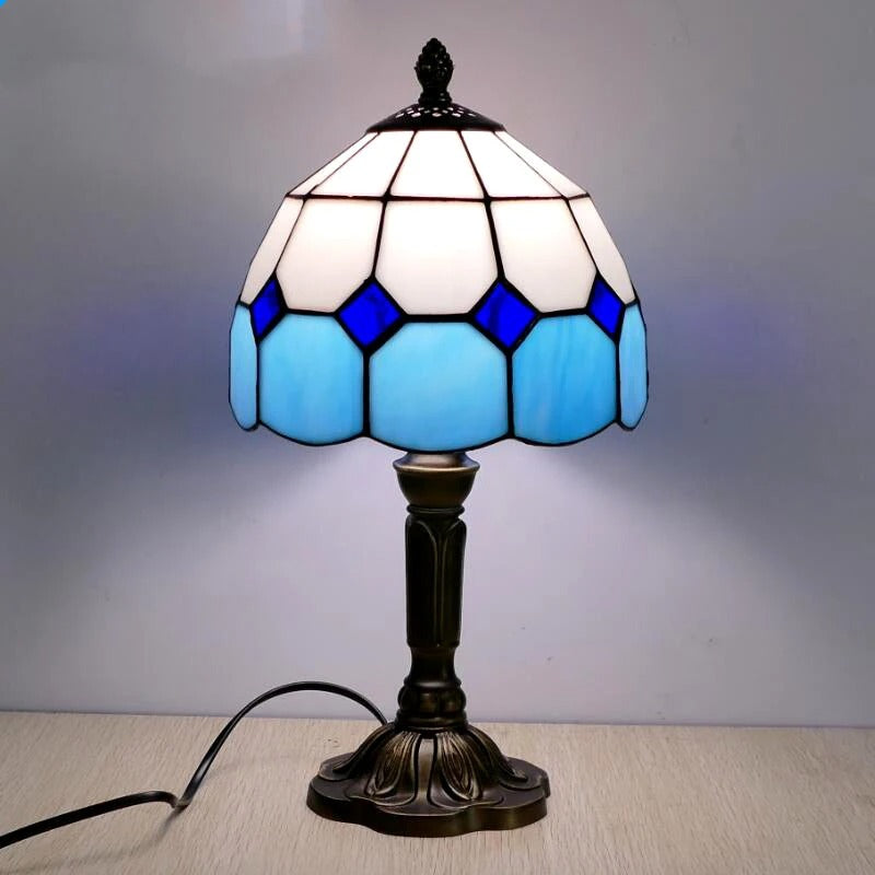 Vintage Tiffany Glass Retro Baroque LED Table Lamp