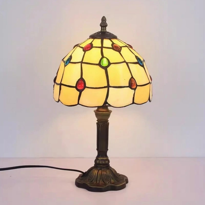 Vintage Tiffany Glass Retro Baroque LED Table Lamp