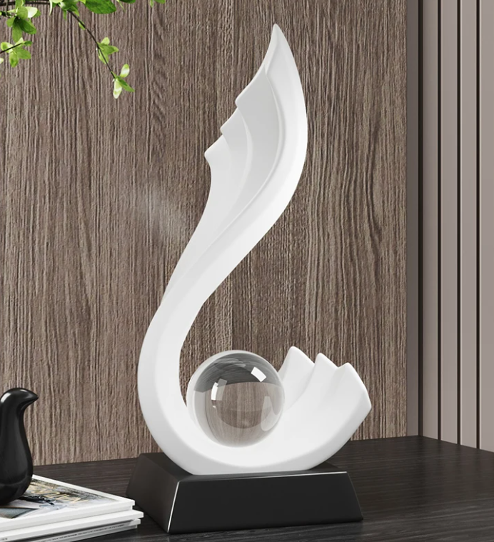 Elegant wave crystal accent sculpture