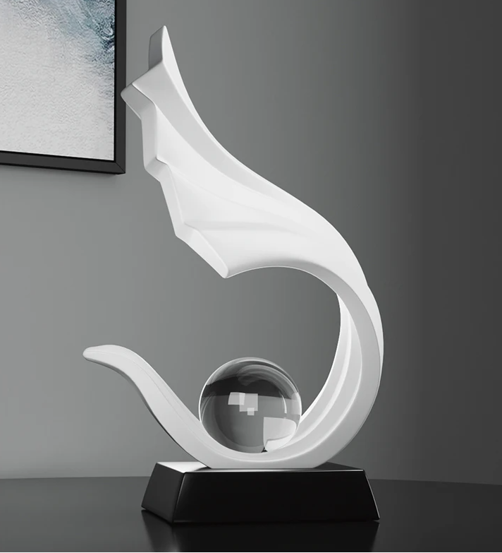 Elegant wave crystal accent sculpture