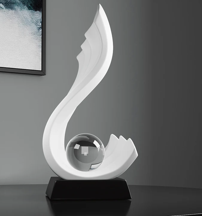 Elegant wave crystal accent sculpture