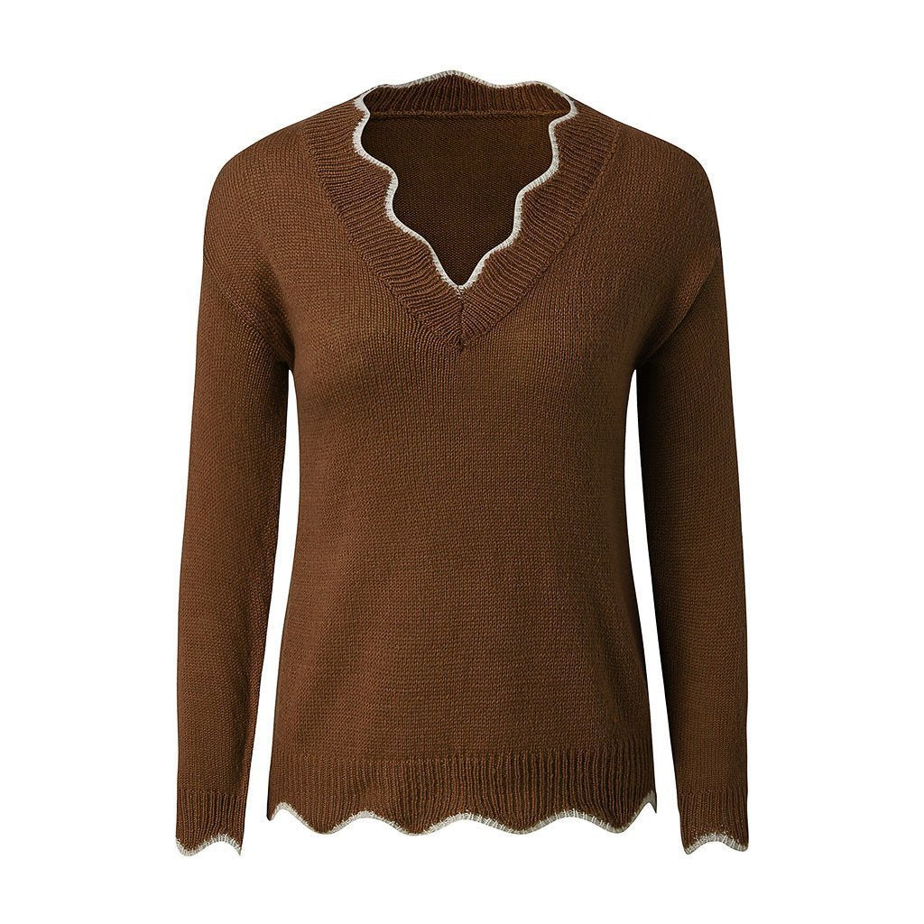 Camilla - Relaxed long-sleeved knitted sweater with V-neck