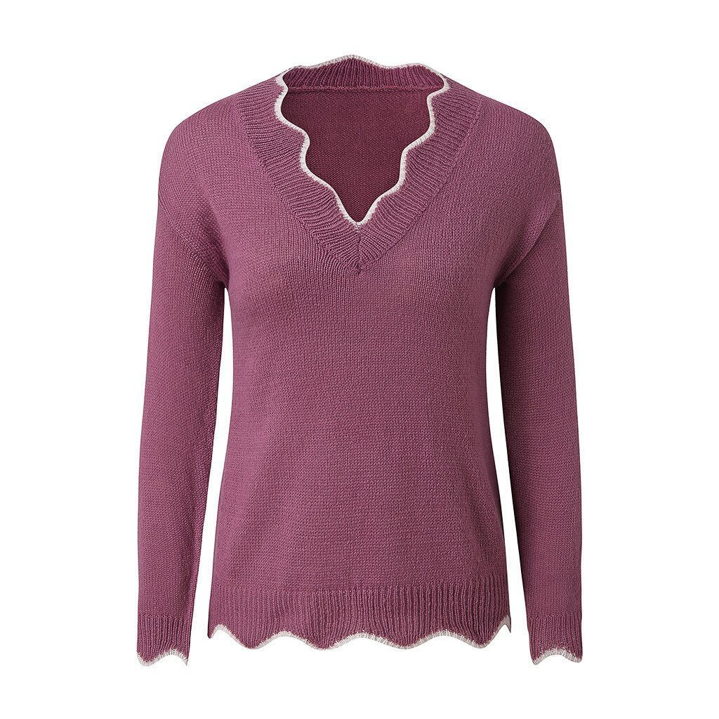 Camilla - Relaxed long-sleeved knitted sweater with V-neck