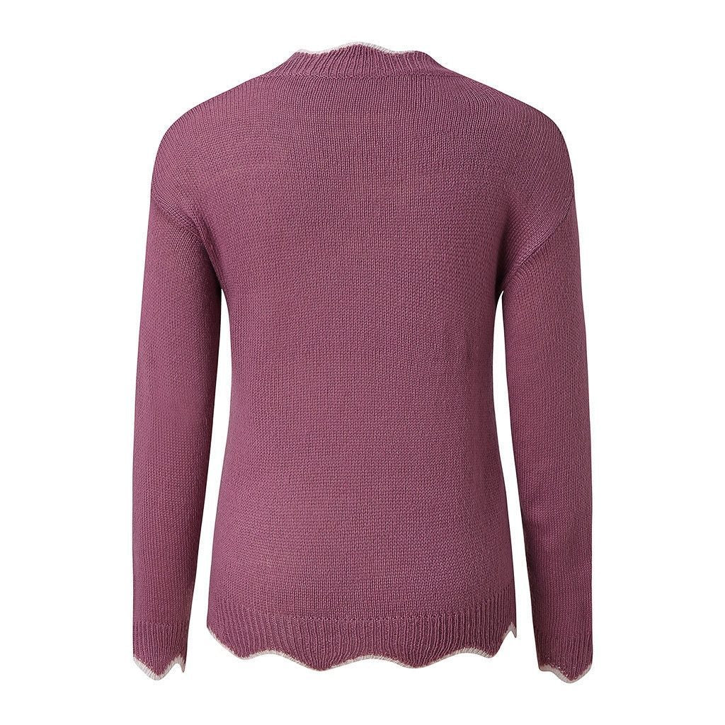 Camilla - Relaxed long-sleeved knitted sweater with V-neck