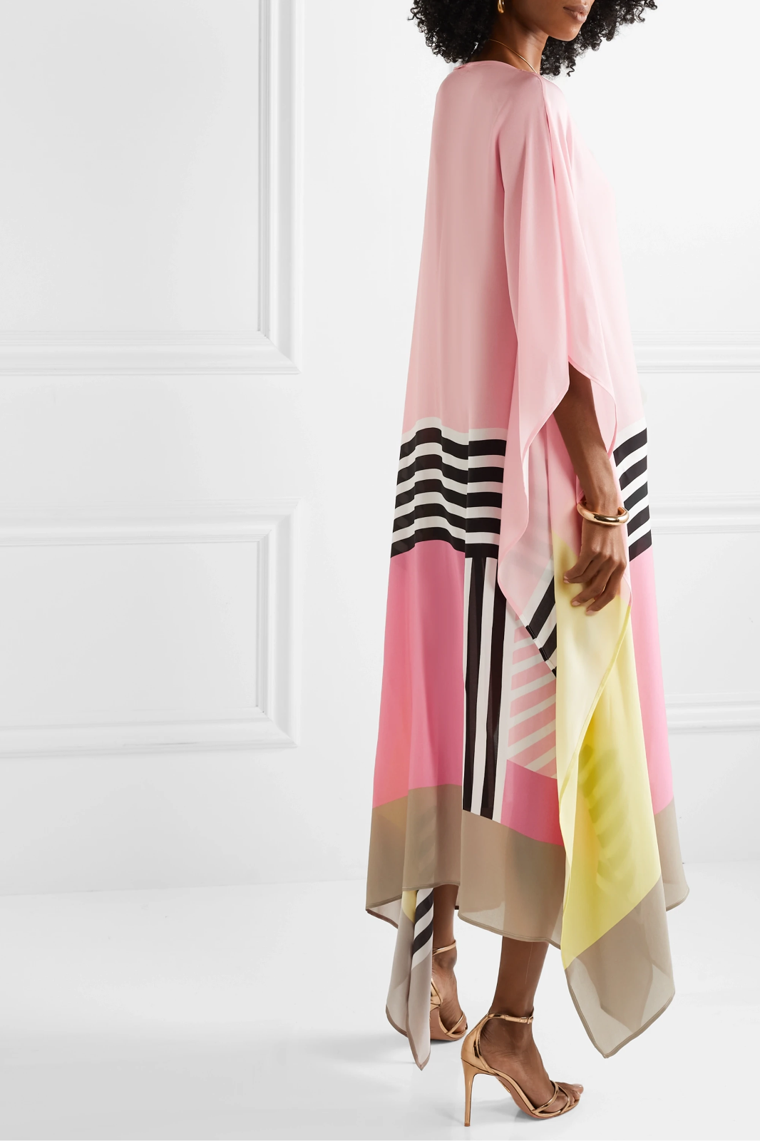 Cristy - Long geometric dress with over sleeves