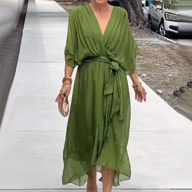Eglantine - Elegant Flowing Dress with V-Neck