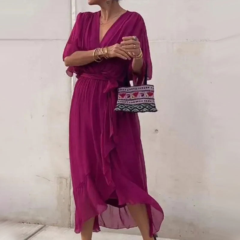 Eglantine - Elegant Flowing Dress with V-Neck