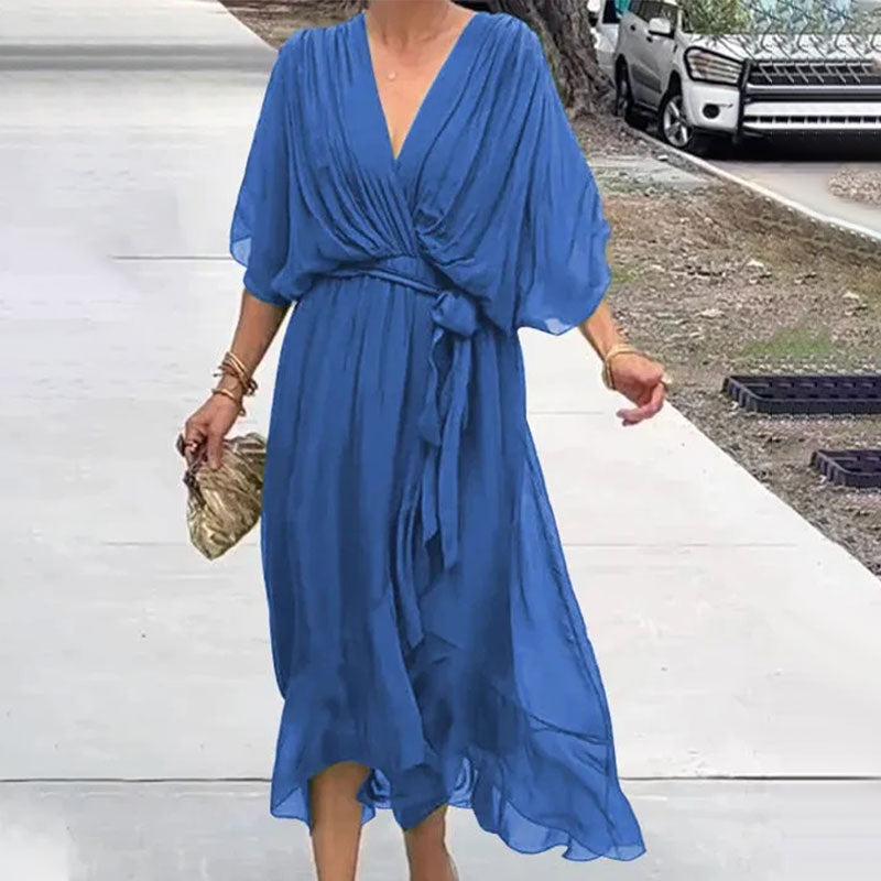 Eglantine - Elegant Flowing Dress with V-Neck