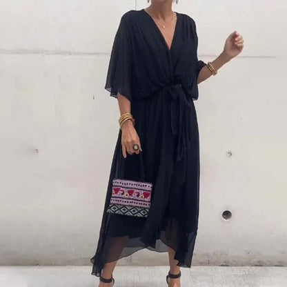 Eglantine - Elegant Flowing Dress with V-Neck
