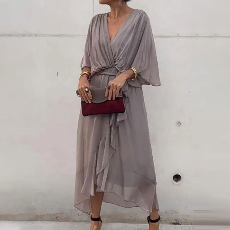 Eglantine - Elegant Flowing Dress with V-Neck