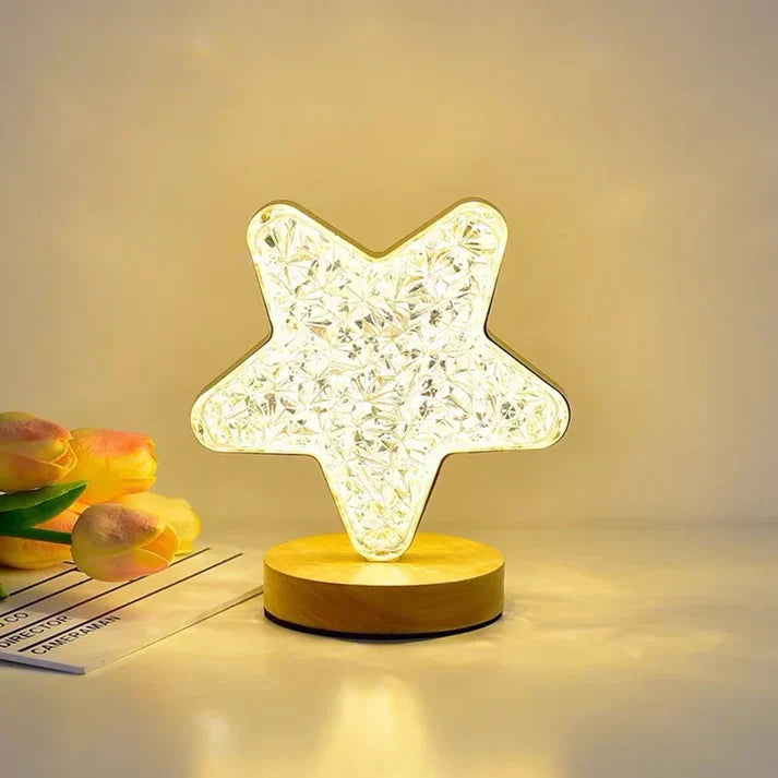 CrystalStar LED star-shaped lamp with elegant crystal glow