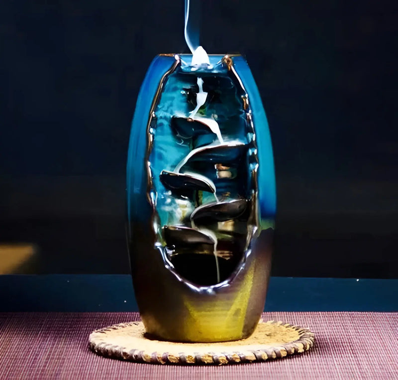 CalmCascade - soothing waterfall incense burner